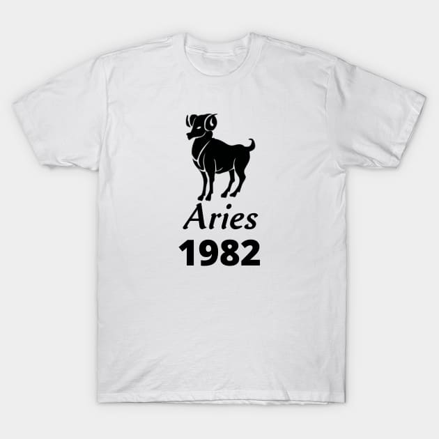 Black Aries Zodiac 1982 T-Shirt by Down Home Tees